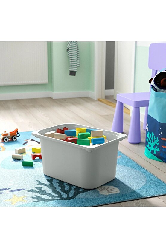 QUİCK 2 Adet Gri Çocuk Odası Eşya Oyuncak Saklama Kutusu 42x30x23 Cm 2li Set Saklama Plastik