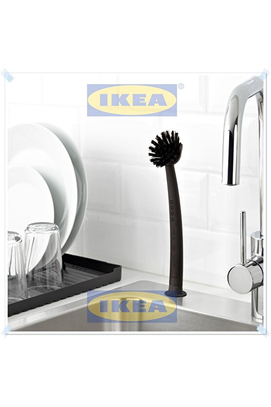 Siyah Bulaşık Fırçası, Vakumlu Sap, Uzunluk 29 cm