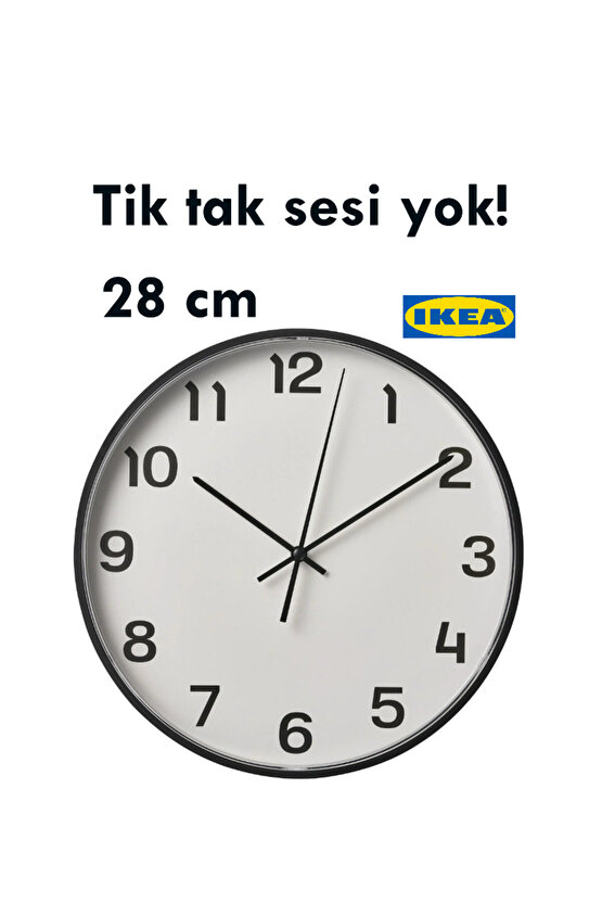 PLUTTIS SESSİZ ÇALIŞAN KUVARS DUVAR SAATİ, Siyah, 28 cm