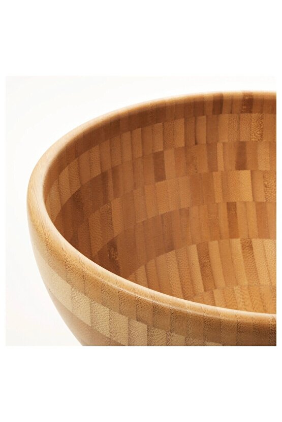 Bambu Servis Kasesi Çap 28 Cm Ikea Ahşap Yuvarlak Kase Salata Sunum Kasesi Yükseklik 13 Cm