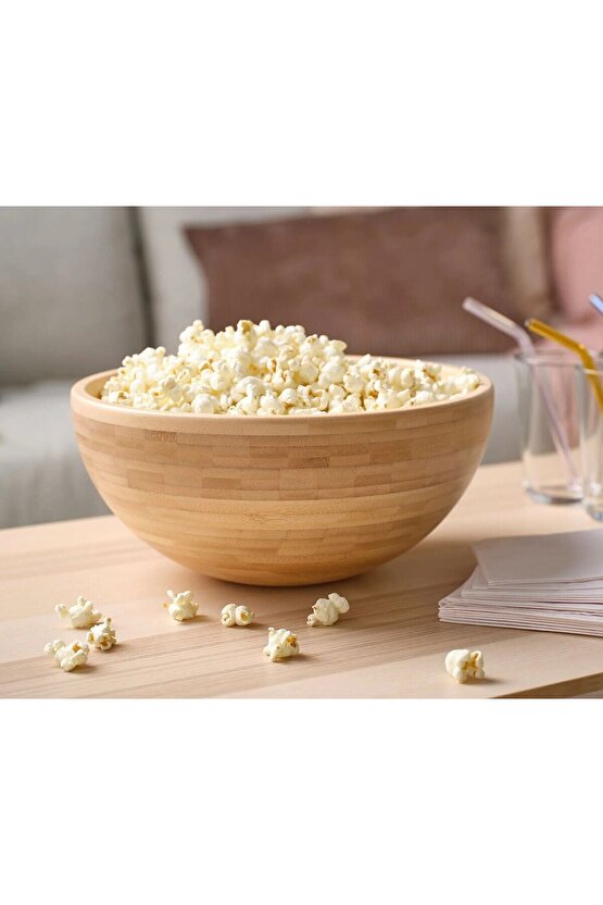 QUİCK Büyük Servis Kasesi (Çap 20 cm ve 28 Cm) Set Salata Sunum Kasesi Bambu 009876