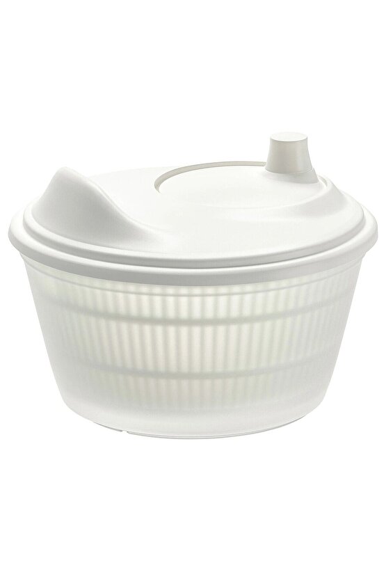 QUİCK Döndürmeli Salata Kurutma Aparatı Çap 23 Cm Pratik Sebze Kurutucu Yükseklik 16 Cm Beyaz 001326