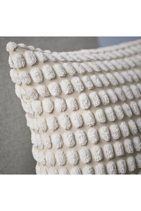 QUİCK Altı Adet Kırlent Kılıfı 40x58 Cm Fermuarlı Yastık Minder Kılıfı İçi Dahil Değildir Kırık Beyaz