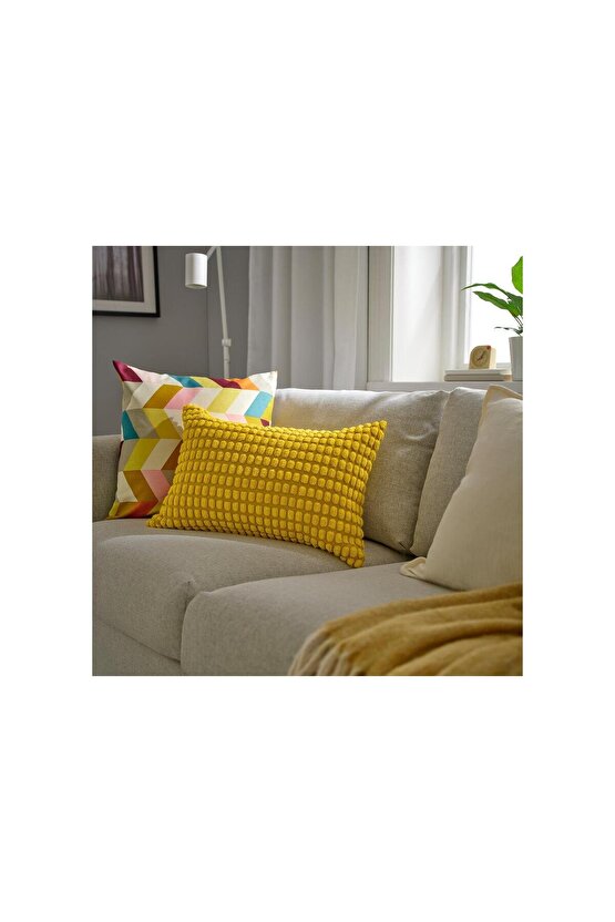 QUİCK Kırlent Kılıfı Sarı 40x58 Cm Fermuarlı Yastık Minder Kılıfı İçi Dahil Değildir