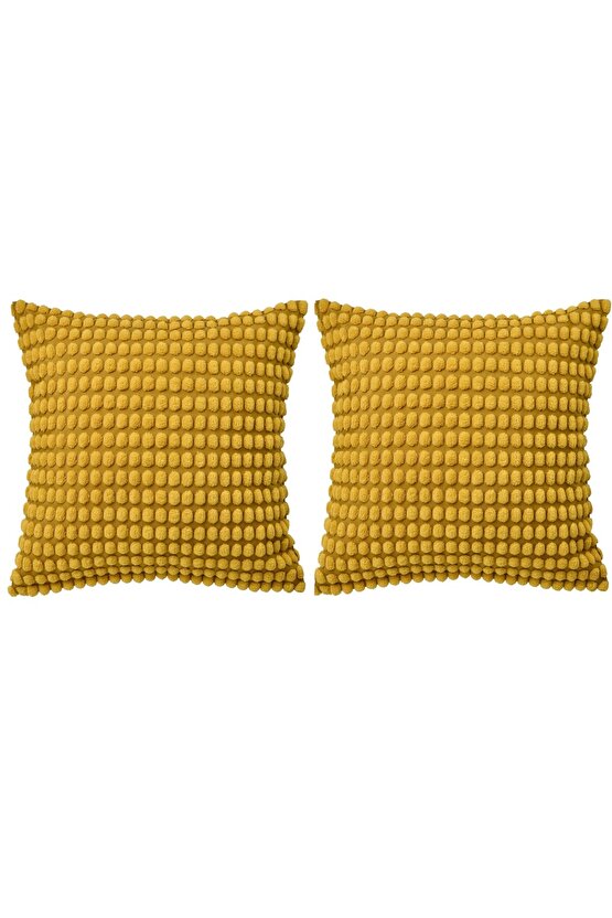 2 Adet Kırlent Kılıfı 50x50 Cm Fermuarlı 2li Set Minder Kılıf Sarı Renk İçi Dahil