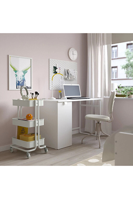 Premium Servis Arabası Beyaz Renk 35x45x77 cm