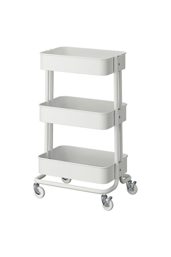 Premium Servis Arabası Beyaz Renk 35x45x77 cm