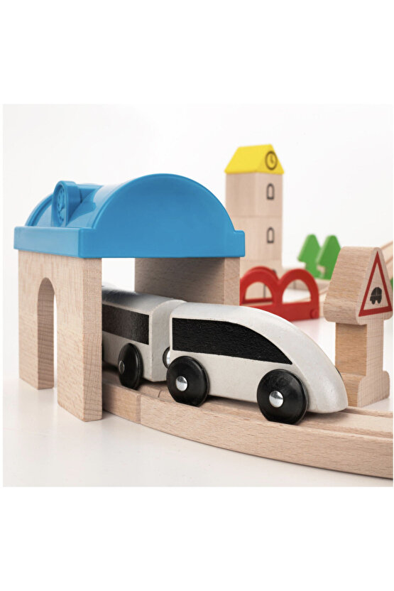 LILLABO TREN SETİ 45Lİ ÇOK PARÇALI TREN SETİ AHŞAP TREN