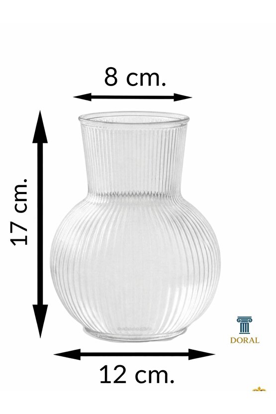 Padrag Cam Vazo 17 cm - Dekoratif Çiçek Vazosu Şeffaf Estetik Tasarım