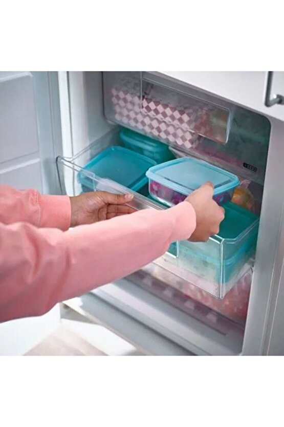 PRUTA plastik saklama kabı seti, mavi, 0,6 lt, 3 parça, mikrodalga ve bulaşık makinesine uygun