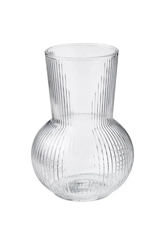 Premium Ürün Küçük Boy 17 Cm Desenli Yüzey Yuvarlak Modern Cam Vazo