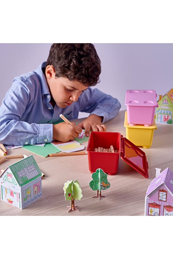 Glis yeni renkler, Çocuk Kalem Ve Boya Kutusu & Saklama Kabı Glis 3 lü Sarı Pembe Kırmızı