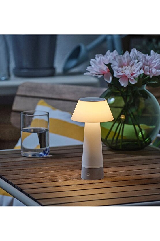 Ayaklı Masa Lambası Yükseklik 20 Cm İkea Dekoratif Led Lamba Beyaz Gece Lambası