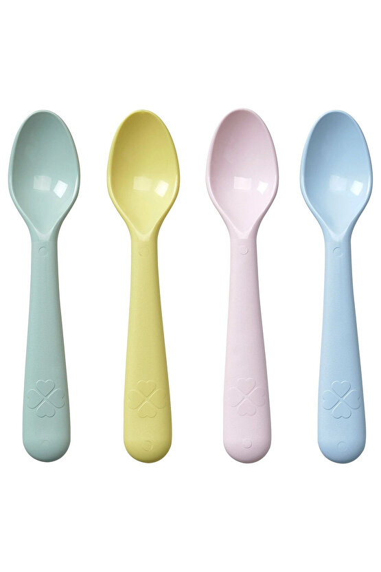 4 Adet Plastik Kaşık Uzunluk: 16 cm İkea 4 Lü Çocuk Mama Kaşığı Seti Beslenme Kaşığı