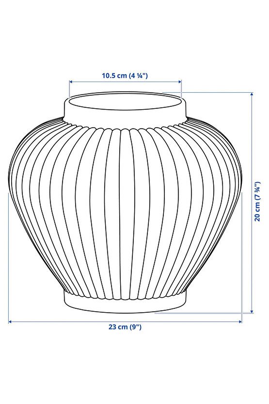 Yeşil Seramik Vazo Oluklu Desenli 20 cm