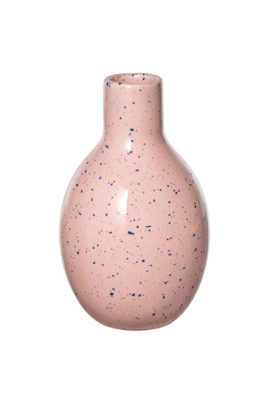 BLODBJÖRK Seramik Vazo, Uçuk Pembe-Mavi, 16 cm