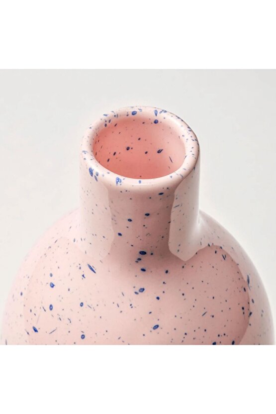 BLODBJÖRK Seramik Vazo, Uçuk Pembe-Mavi, 16 cm