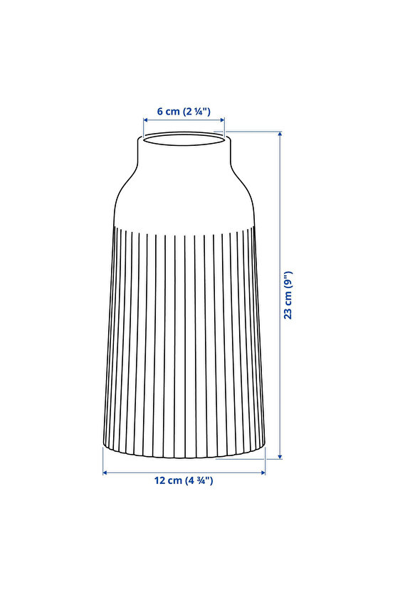 Beyaz Vazo Oluklu Desenli Kırık Beyaz 23 cm