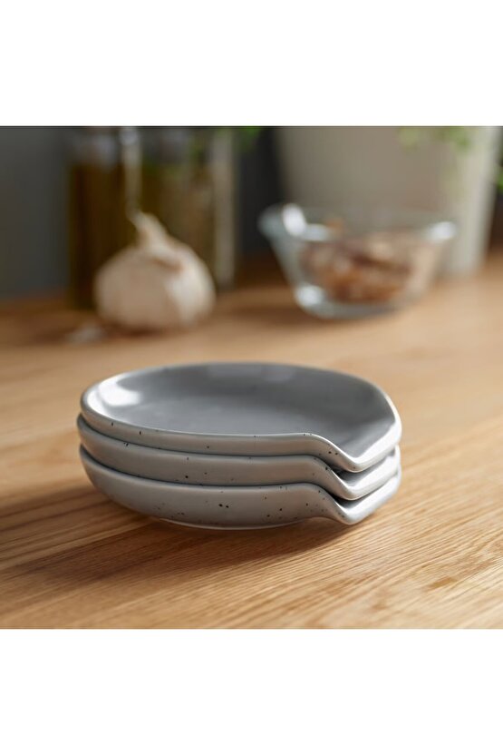 Rödsyra 12 cm Stoneware Porselen Açık Gri Kepçe Kaşık Tutucu Standı