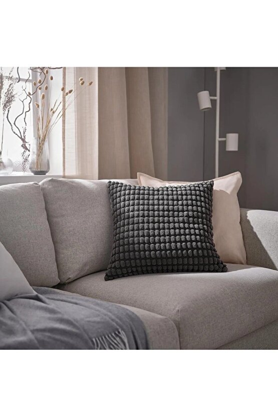 Kırlent Kılıfı 50x50 Cm Fermuarlı Yastık Minder Kılıfı İçi Dahil Değildir Siyah Renk
