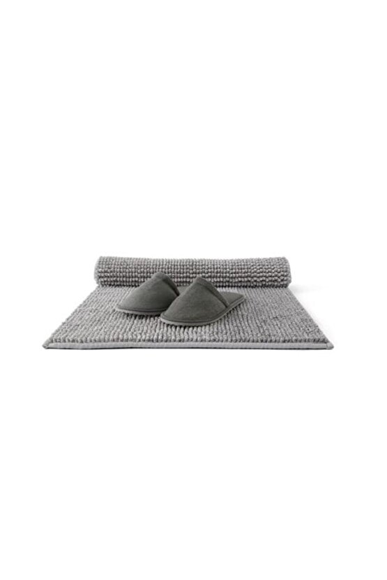 Toftbo 120 X 60 Cm Mikrofiber Banyo Paspası Gri - Beyaz Ultra Yumuşak