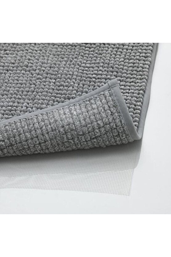 Toftbo 120 X 60 Cm Mikrofiber Banyo Paspası Gri - Beyaz Ultra Yumuşak