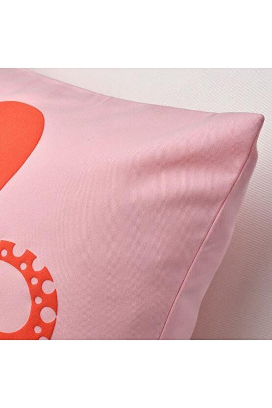 Ahtapot Desenli Kırlent Kılıfı Pembe 50x50 cm Desenli Kırlent