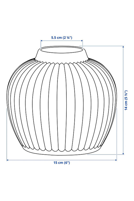 Beyaz Seramik Vazo Oluklu Desenli 14 cm