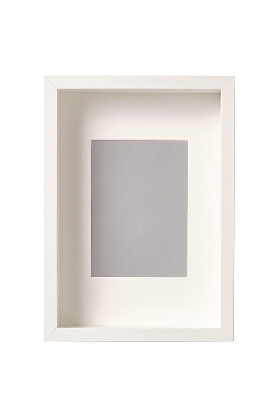 Sannahed 21x30 Cm A4 Beyaz Çiçek Konabilen Derin Kutu Çerçeve Ahşap Fotoğraf Resim Çerçevesi