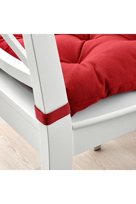 Sandalye Minderi Kırmızı Renk 4035x38x7 Cm Cırt-Cırtlı IKEA-Pamuklu