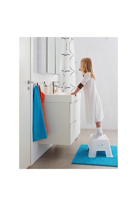Tabure Basamak 44X35X25 cm İkea Kaymaz Taban Tabure Beyaz Renk Plastik