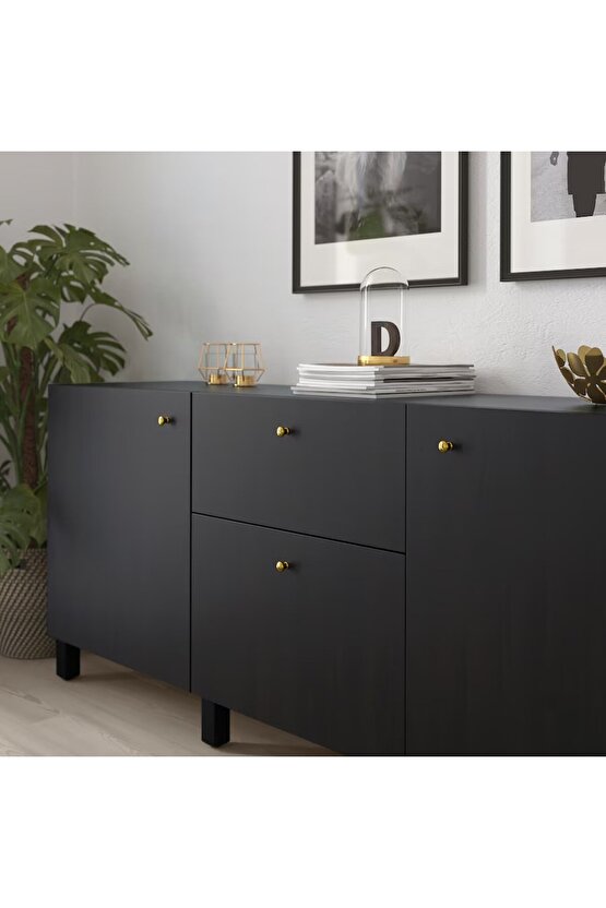 Eneryda 20 mm 2 Adet Gold Altın Pirinç Topuz Kulp Dolap Gardırop Çekmece Kapak Kulbu Kulpu
