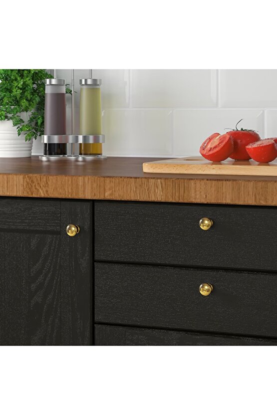 Eneryda 20 mm 2 Adet Gold Altın Pirinç Topuz Kulp Dolap Gardırop Çekmece Kapak Kulbu Kulpu