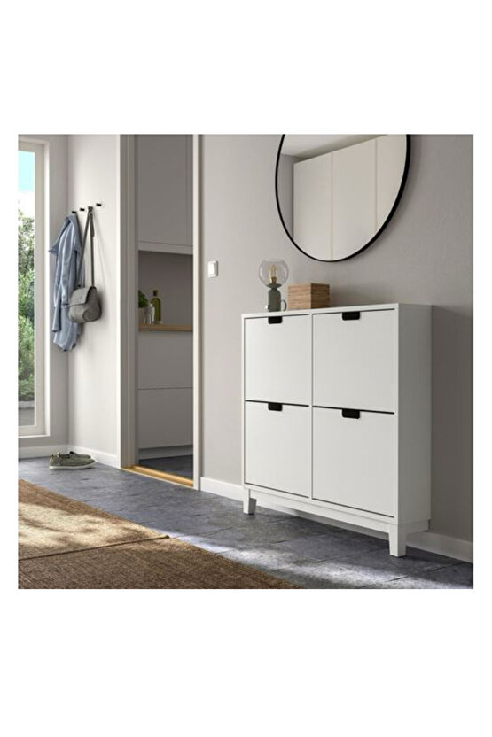 STALL AYAKKABI DOLABI BEYAZ 96X17X90 cm 4 bölmeli