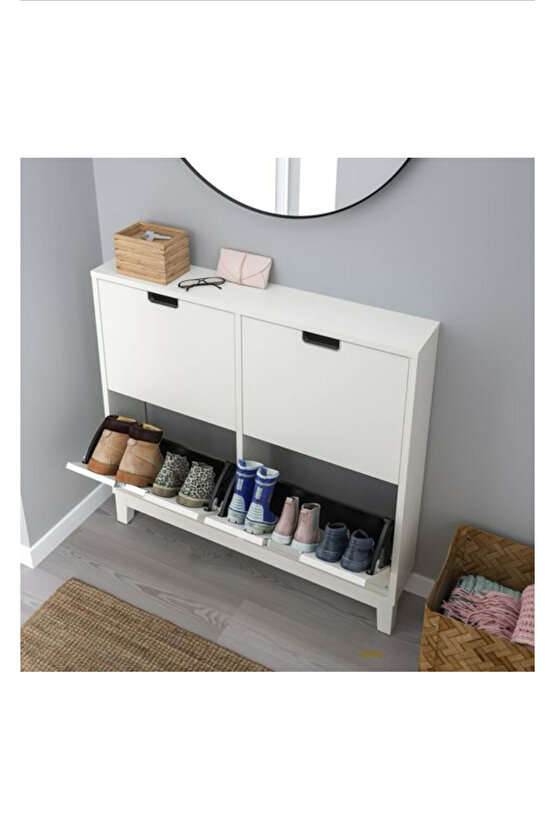 STALL AYAKKABI DOLABI BEYAZ 96X17X90 cm 4 bölmeli