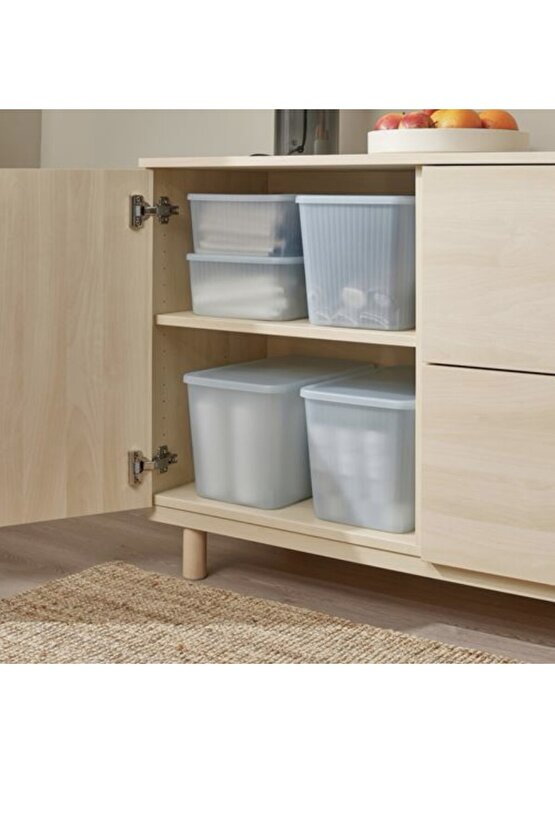Rykta kapaklı kutu 24x36x23cm şeffaf gri-mavi 14.5lt