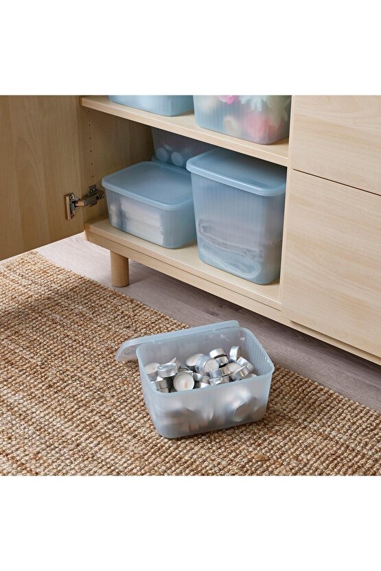 Rykta Kapaklı Kutu Şeffaf Gri-Mavi 18x24x12 Cm3.5 Lt 80533198