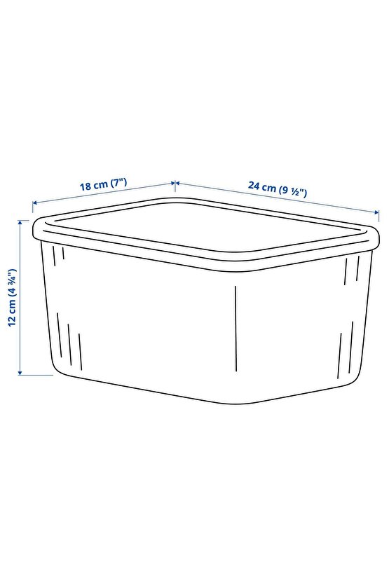 Rykta Kapaklı Kutu Şeffaf Gri-Mavi 18x24x12 Cm3.5 Lt 80533198