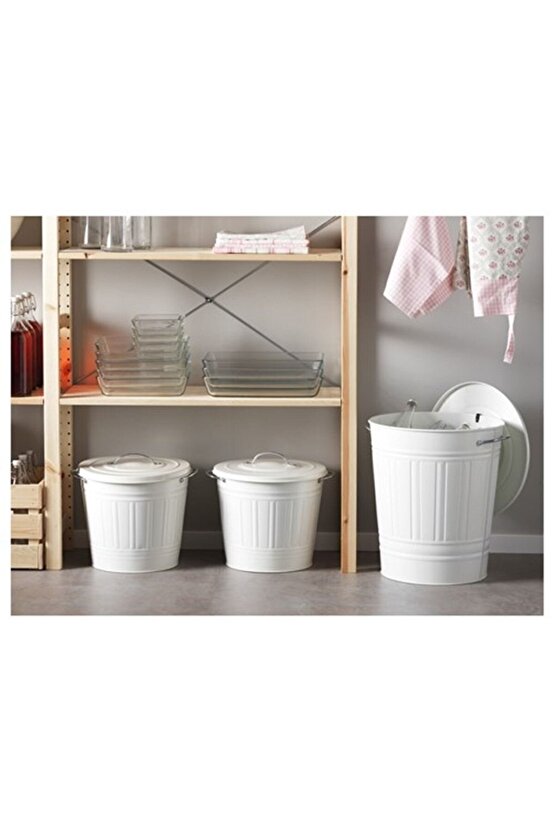Beyaz Knodd Çöp Kutusu 16 Litre, Çelik,