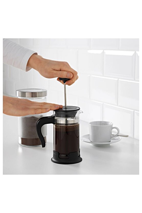 Upphetta Frenchpress Flitre Kahve Demleme-Isıya dayanıklı cam ,paslanmaz çelik-siyah, 0,4 lt
