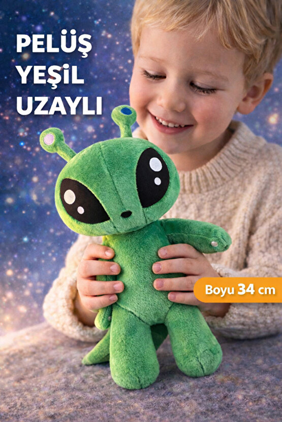 Aftonsparv 34 Cm Yeşil Uzaylı Alien Yumuşak Peluş Oyuncak