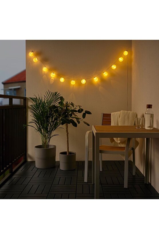 SOLVINDEN 3,6 Metre Beyaz Pilli 12 Led Lambalı Zincir Aydınlatma Bahçe Teras Balkon Lambası