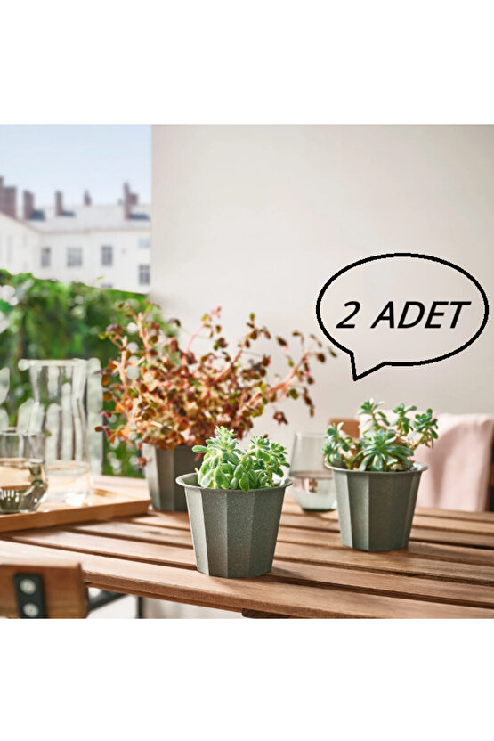 BUSKVERK alüminyum 9 cm Saksı, GRİ RENK x 2 ADET