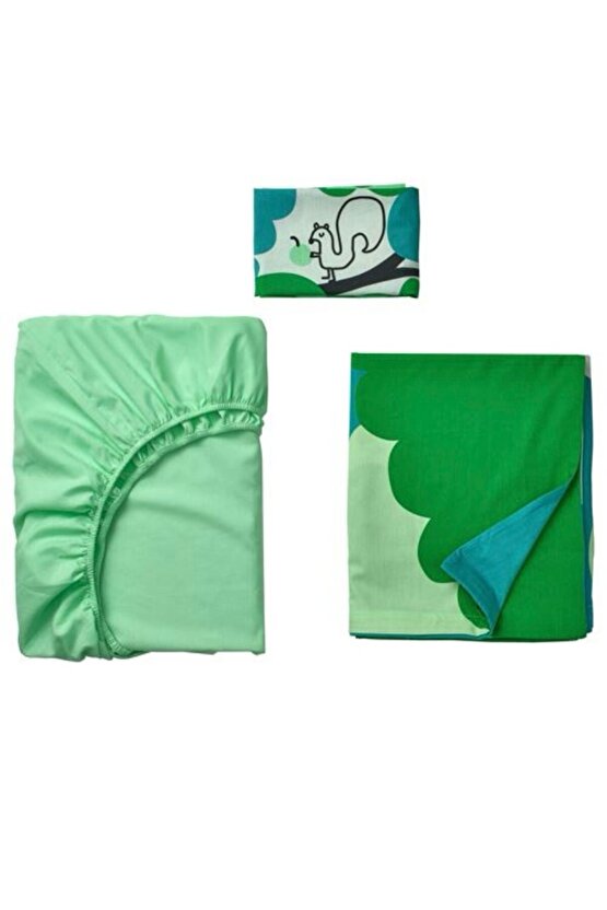 Grönfınk bebek nevresim takımı, 60x120 yeşil-turkuaz