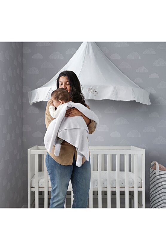 Tek Ebat Len Bebek çocuk battaniyesi 70x90 gri beyaz KENTSOYLU 60496432 Gri 70 x 90 Kırışmaya Dayan