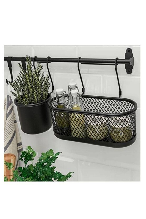Hultarp Kanca, Siyah 2 Adet 11 Cm, Tezgah Arası Sepet Kancası