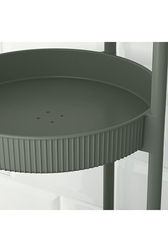 Servis Arabası, Gri-Yeşil, Yükseklik: 86 cm Uzunluk: 36 cm Genişlik: 36 cm Çap: 36 cm