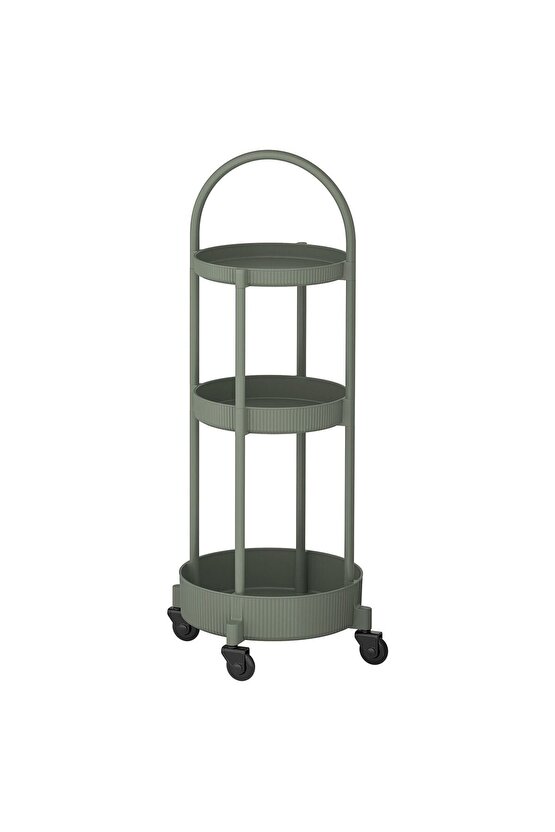 Servis Arabası, Gri-Yeşil, Yükseklik: 86 cm Uzunluk: 36 cm Genişlik: 36 cm Çap: 36 cm