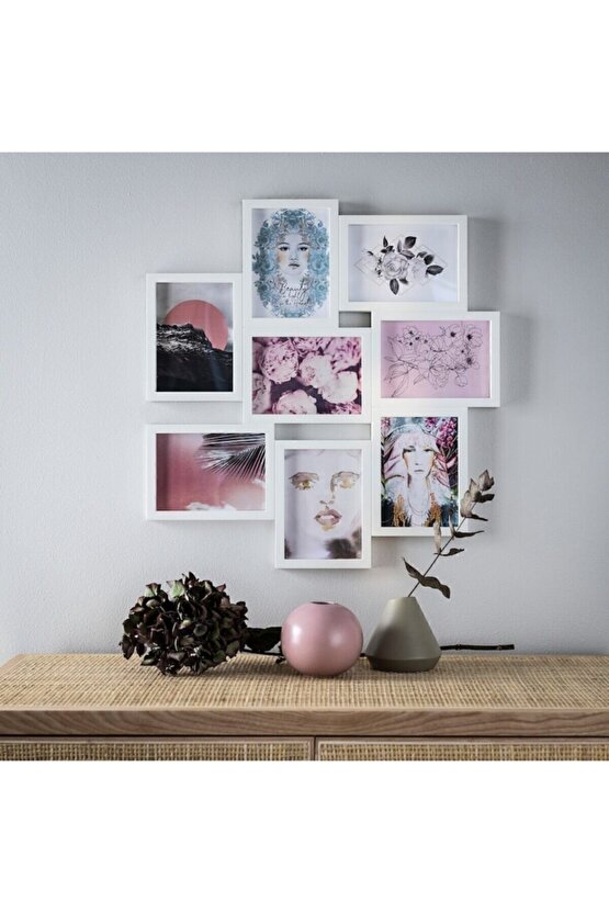 Vaxbo Çoklu Beyaz Kolaj Fotoğraf Resim Çerçevesi 8 Li 13x18 Cm Beyaz