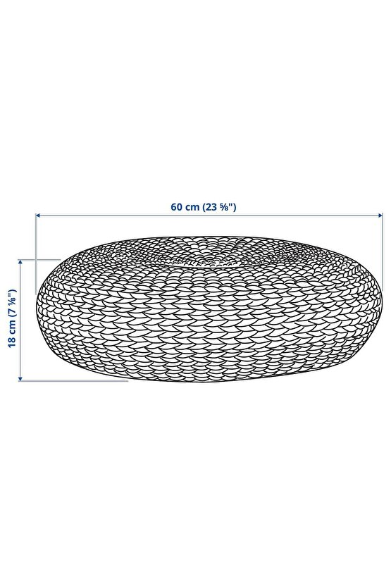 Minder, Puf, Muz Lifi, Oturma yeri çapı: 60 cm  Yükseklik: 18 cm  Oturma yüksekliği: 18 cm